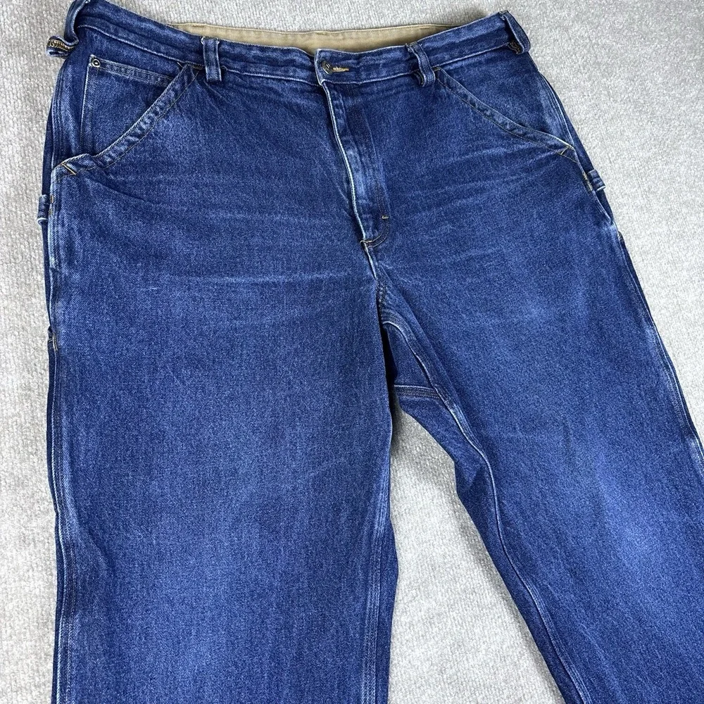 Duluth Trading Carpenter Jeans Mens 40x30 Blue Denim Work Pants Relaxed 5 Pocket